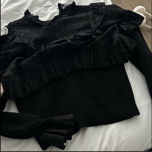 Zara Black Sweater with Lace Detail